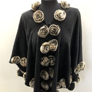 Cashmere and Rabbit Black Cape/Wrap